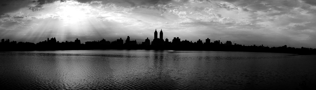 Photo noir et blanc panoramique de Central Park, New-York