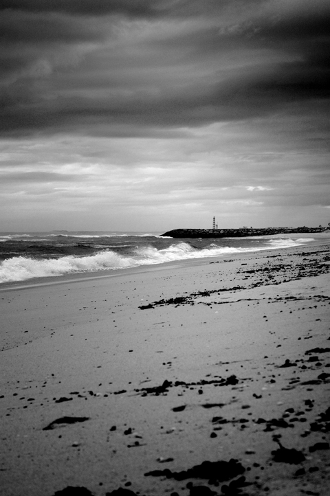 Photo noir et blanc de la Costa Nova, Portugal