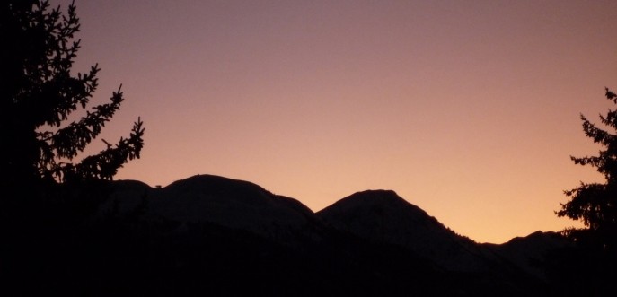 Photo couleur coucher de soleil les Arcs, Savoie