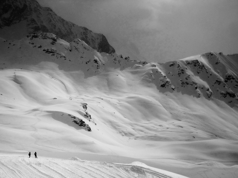 Photo noir et blanc Les Arcs 2000 - Col de la Chal (2600 mètres), Savoie.