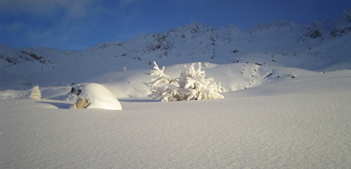 Photo couleur de l'hiver dans les Alpes, satin Les Arcs, Savoie