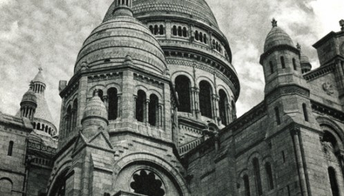 Photo noir et blanc du Sacré Coeur de Montmartre, Paris