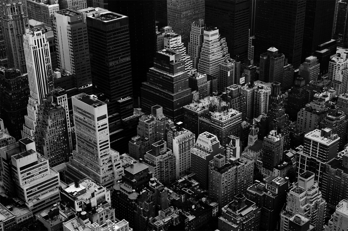 Photo noir et blanc des toits de New-York, USA