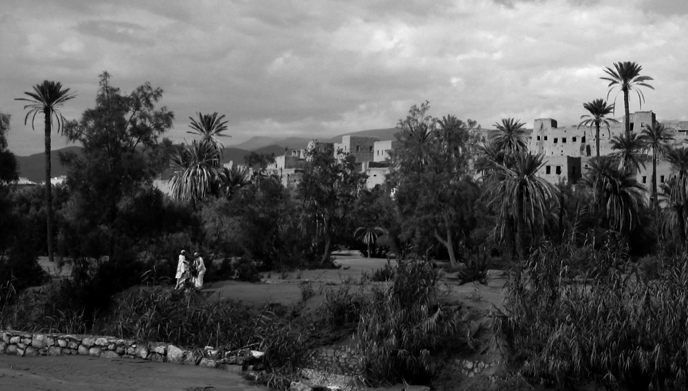 Photo noir et blanc des casbahs de Ouarzazte, Maroc