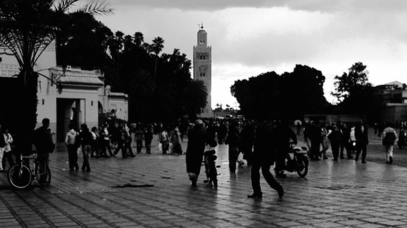 Photo noir et blanc de Marrakech, Maroc
