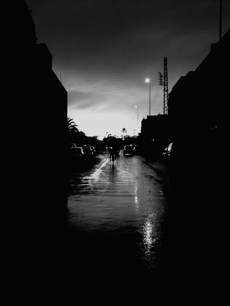  in the rain after the storm. Black and White digital photo – Morocco, 