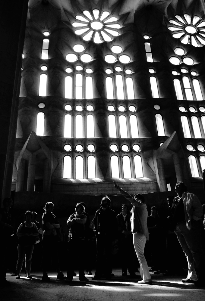 Photo noir et blanc de la Sagrada Familia, Barcelone