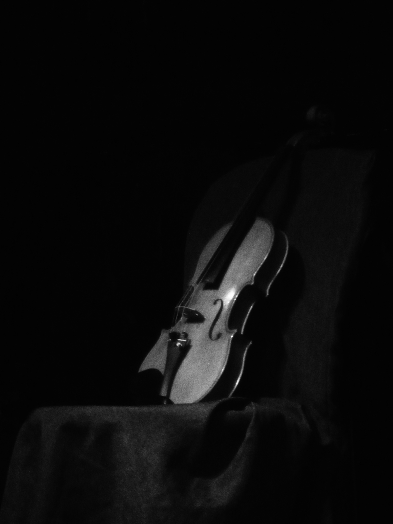 Photo noir et blanc d'un violon, Lyon