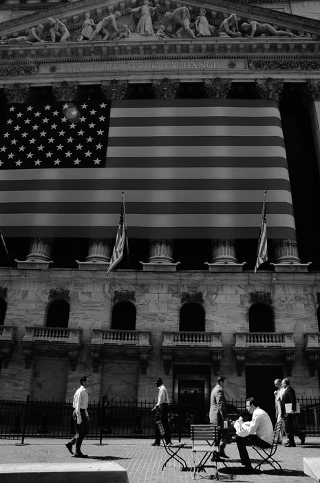 Photo noir et blanc de Wall Street, New-York - USA