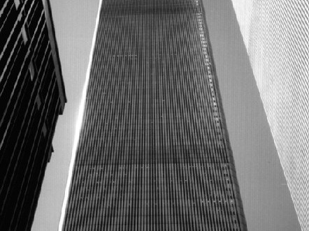 Photo noir et blanc du World Trade Center, New-York